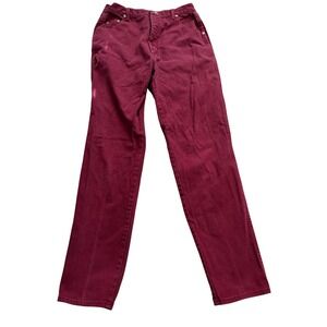 Wrangler Jeans Vintage High Rise Straight Leg Burgundy Maroon Western Denim